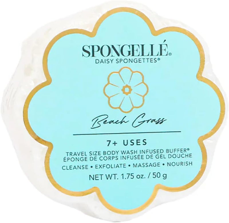 SPONGELLÉ Spongelle Beach Grass Spongette Loofah Body Scrubber | Bath & Shower Loofah for Women | Body Scrubber Exfoliator with Body Wash Infused Sponge | 5+ uses | Crisp Marine, Green Tea & White Amber - Image 1